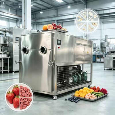 Giới hạn chân không nhỏ hơn hoặc bằng 13Pa Máy sấy đông khô rau có chế độ hoạt động tự động và hệ thống làm mát bằng không khí đảm bảo sấy đông khô